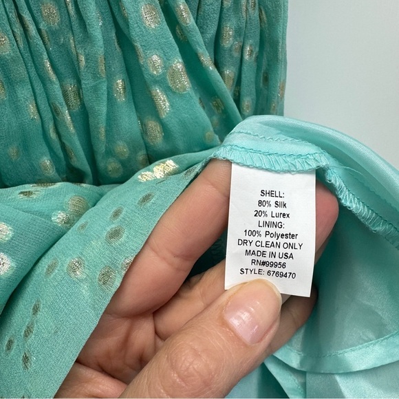 Shoshanna Rayna Dress in Aqua & Metallic Gold One Shoulder size 6 - Picture 11 of 15